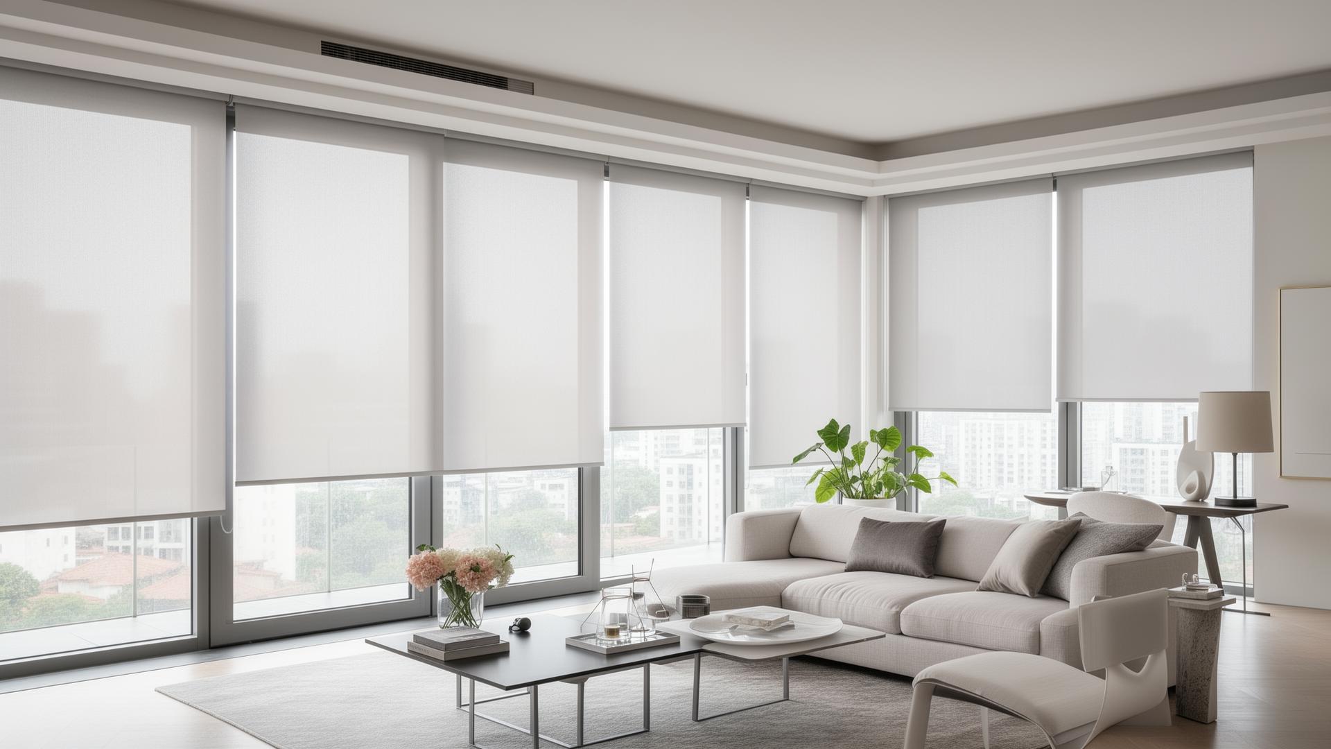 Custom roller blinds installed in a Calgary home